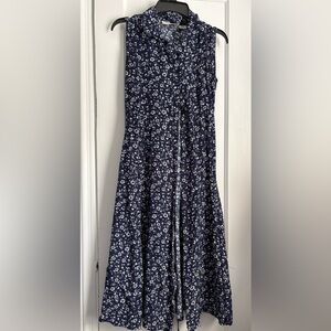 Floral Rayon Sleeveless Button Down Front with Collar Dress, Sz: Medium